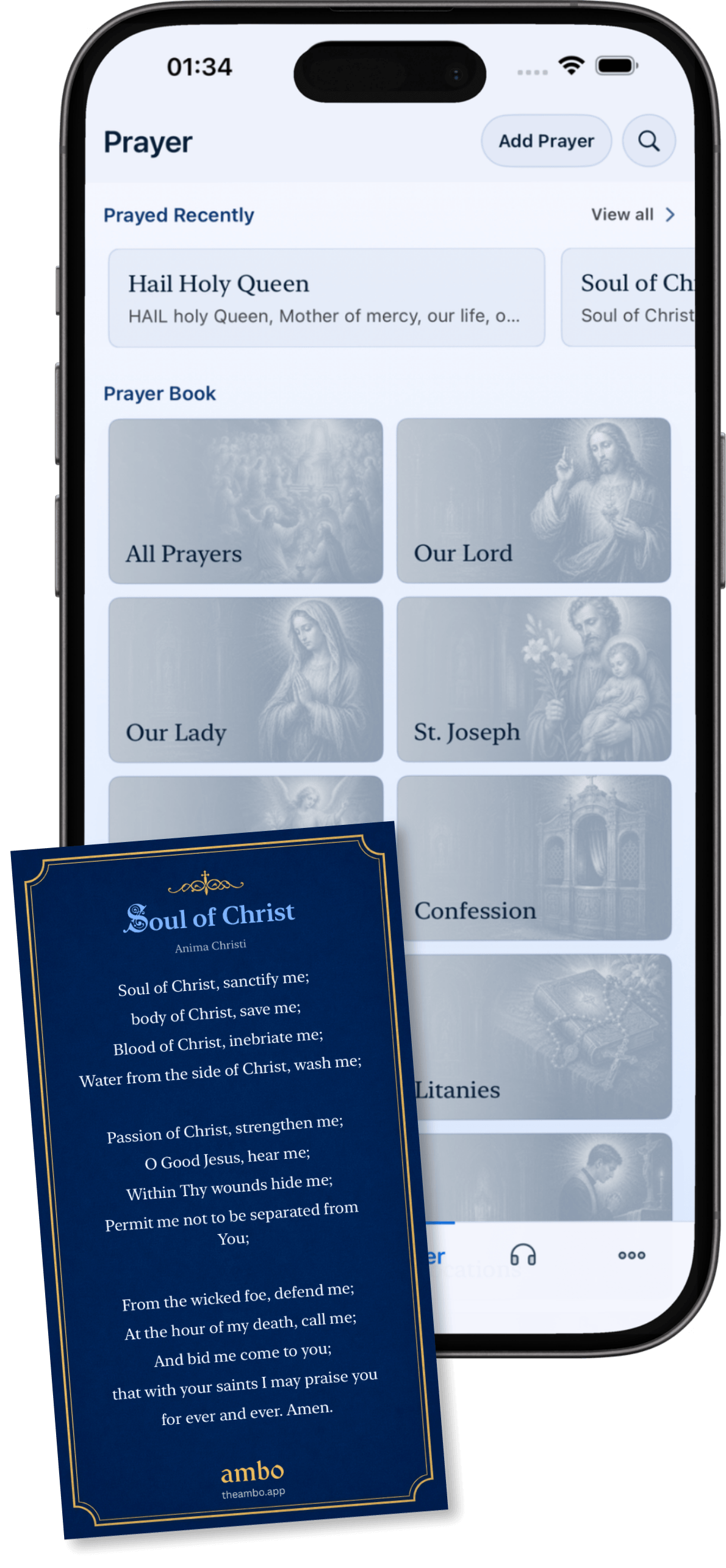 Ambo prayer library and shareable prayer card
