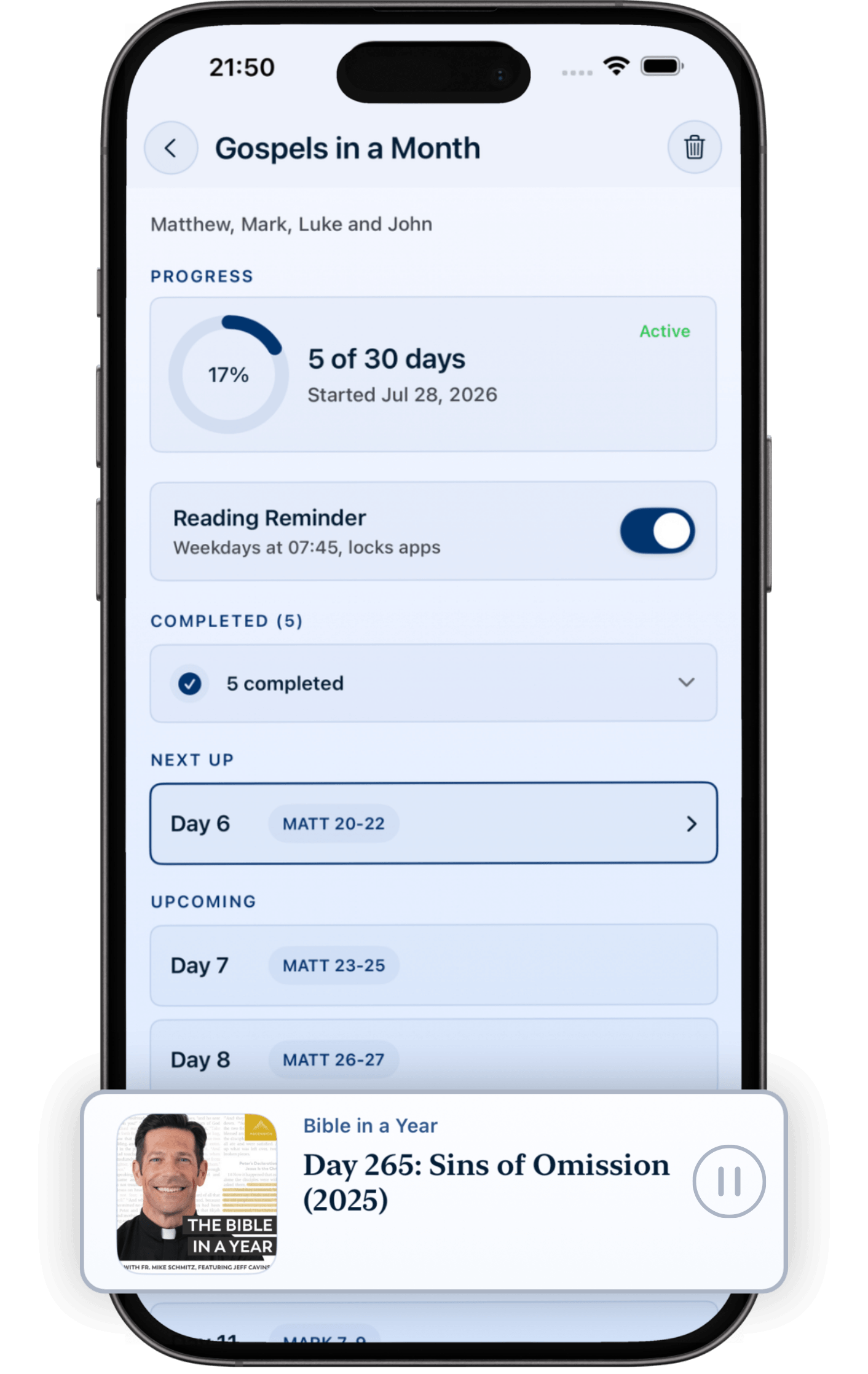 Ambo Bible reading plan with progress and reminder
