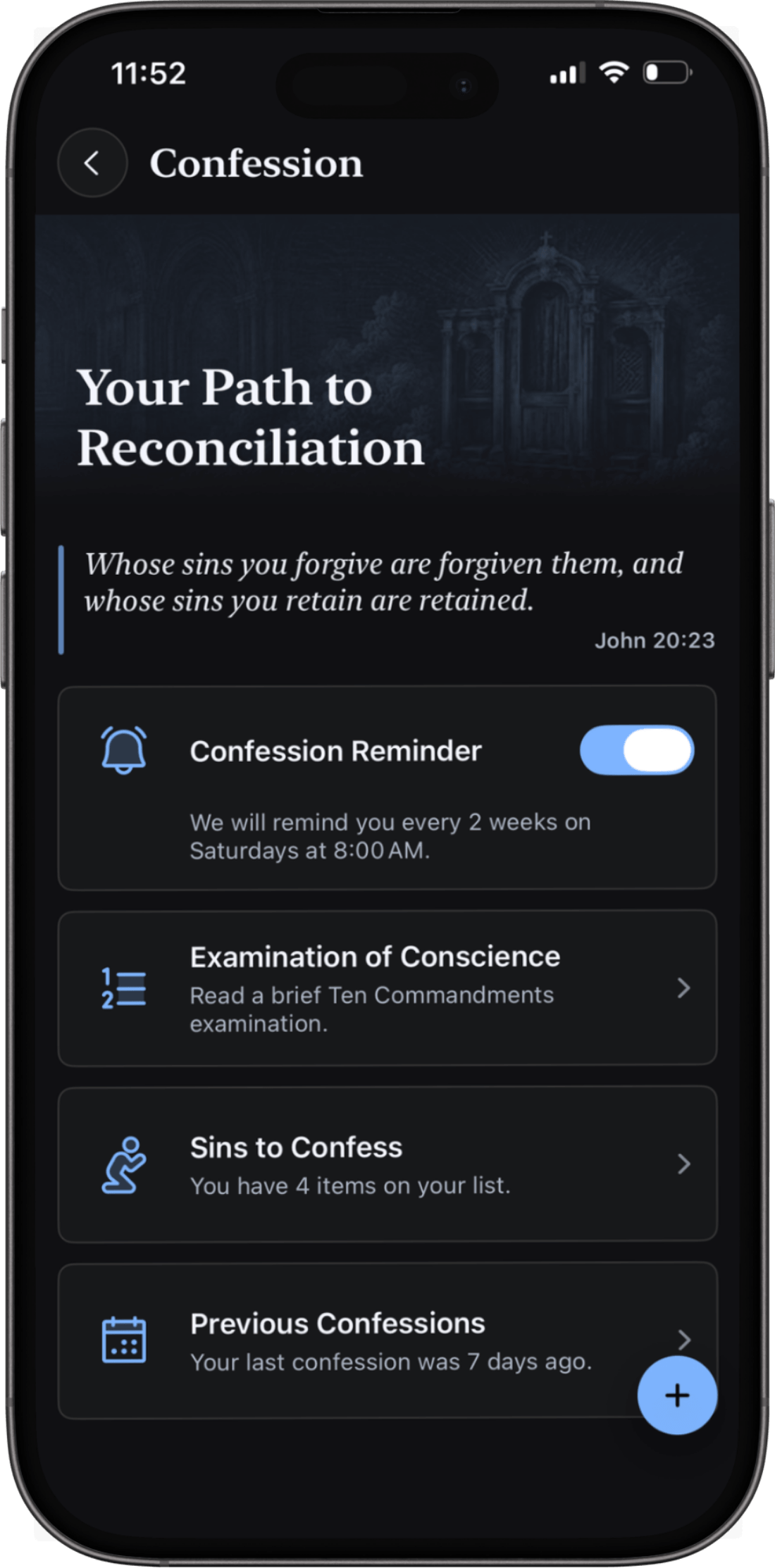 Ambo confession preparation screen